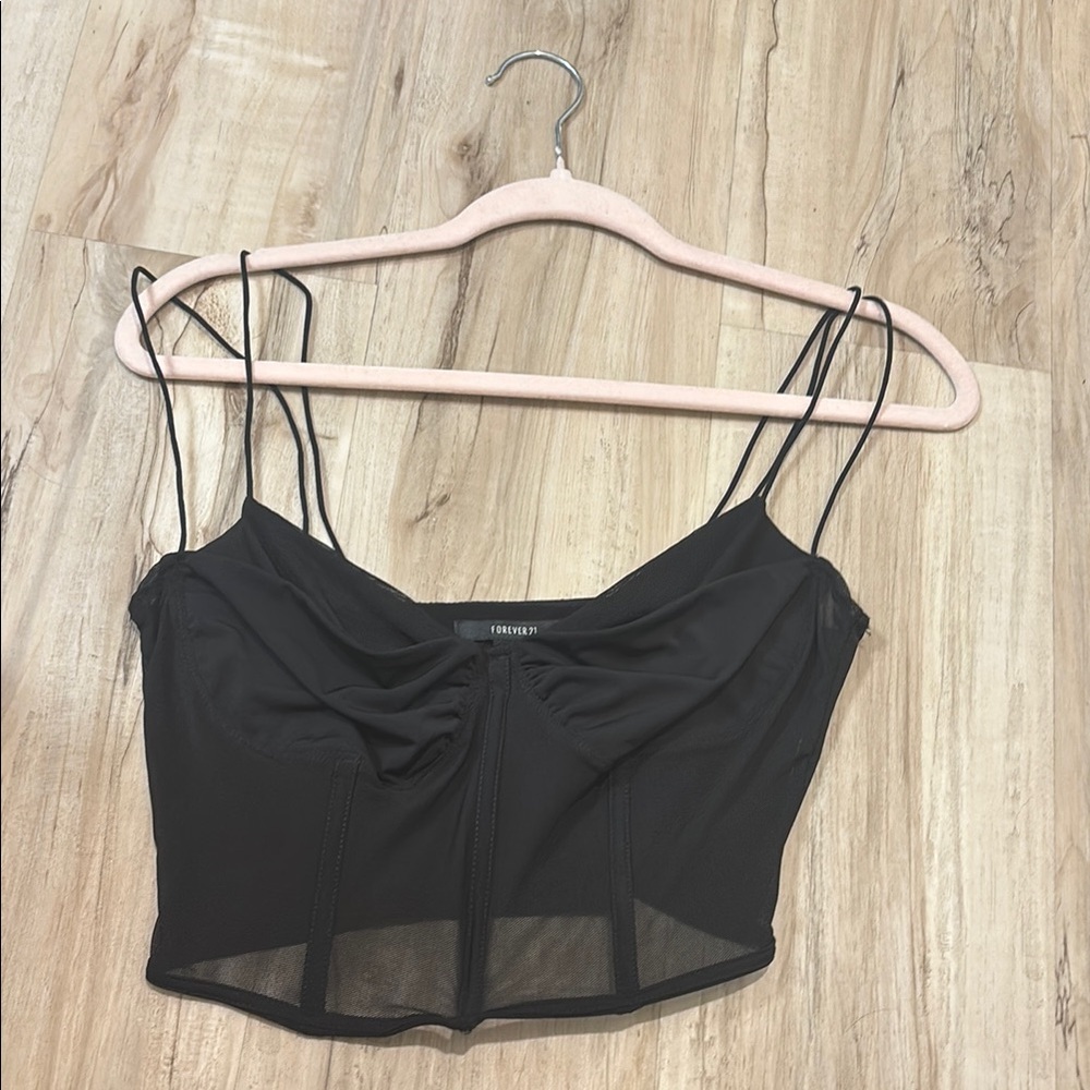 Forever 21 Black Mesh Corset Top